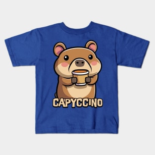 Capyccino! Cute Capybara Coffee Cartoon Kids T-Shirt